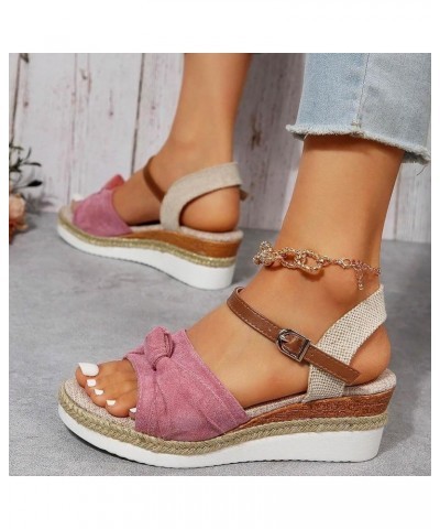 Sandals for Women Wedge Dressy Platform Orthopedic Platform Wedge Sandals Comfy Slip On Cork Foot Bed 47-nrny-pink-g $15.01 S...