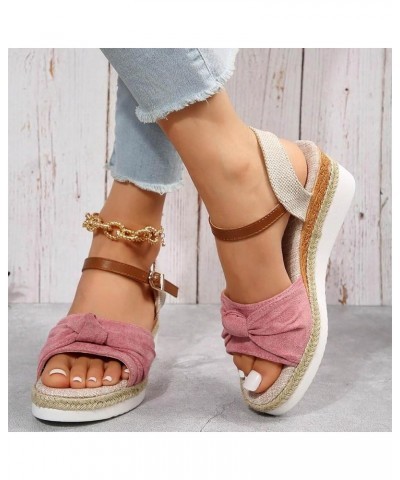 Sandals for Women Wedge Dressy Platform Orthopedic Platform Wedge Sandals Comfy Slip On Cork Foot Bed 47-nrny-pink-g $15.01 S...