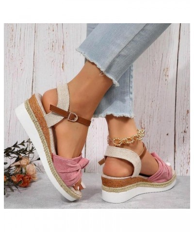 Sandals for Women Wedge Dressy Platform Orthopedic Platform Wedge Sandals Comfy Slip On Cork Foot Bed 47-nrny-pink-g $15.01 S...