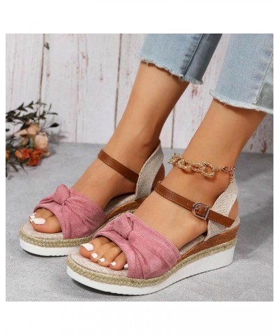 Sandals for Women Wedge Dressy Platform Orthopedic Platform Wedge Sandals Comfy Slip On Cork Foot Bed 47-nrny-pink-g $15.01 S...