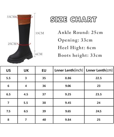 Women's Knee High Platform Boots Chunky Heel Round Toe Slip Resistant Fashion Winter Leather Boots Brown $29.25 Boots