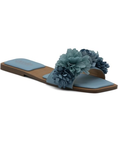 Women's Orderly Flat Sandal Powder Blue $20.52 Sandals