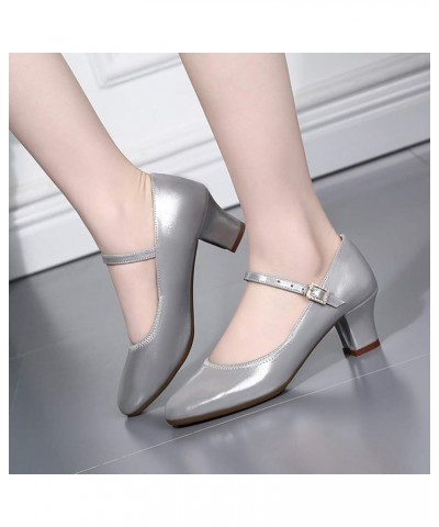 Latin Dance Shoes For Women Heeled Sandals For Women Summer Swing Dance Shoes Women Flat Dancing Heels Sandals For Wom Silver...