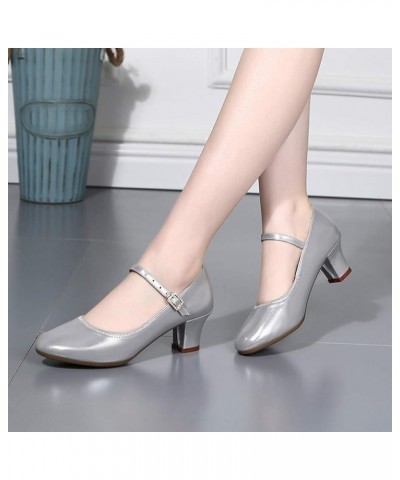 Latin Dance Shoes For Women Heeled Sandals For Women Summer Swing Dance Shoes Women Flat Dancing Heels Sandals For Wom Silver...