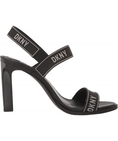 Women's Logo Slingback Open Toe Heel Heeled Sandal Black/Silver $43.91 Sandals