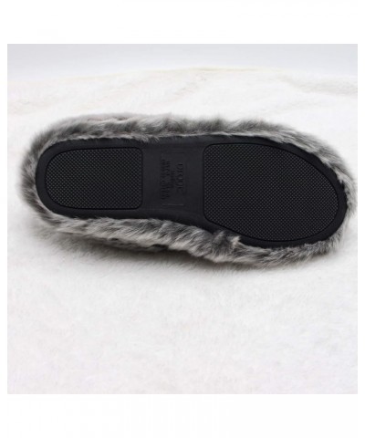 Womens Soft Comfortable Warm Furry Faux Fur House Knitted Slippers With Memory Foam Non Slip Indoor Outdoor Rubber Sole White...