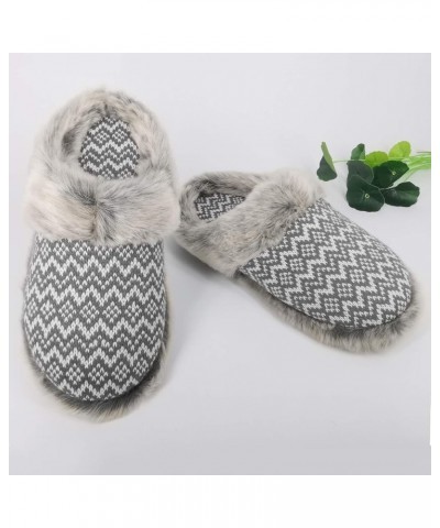 Womens Soft Comfortable Warm Furry Faux Fur House Knitted Slippers With Memory Foam Non Slip Indoor Outdoor Rubber Sole White...