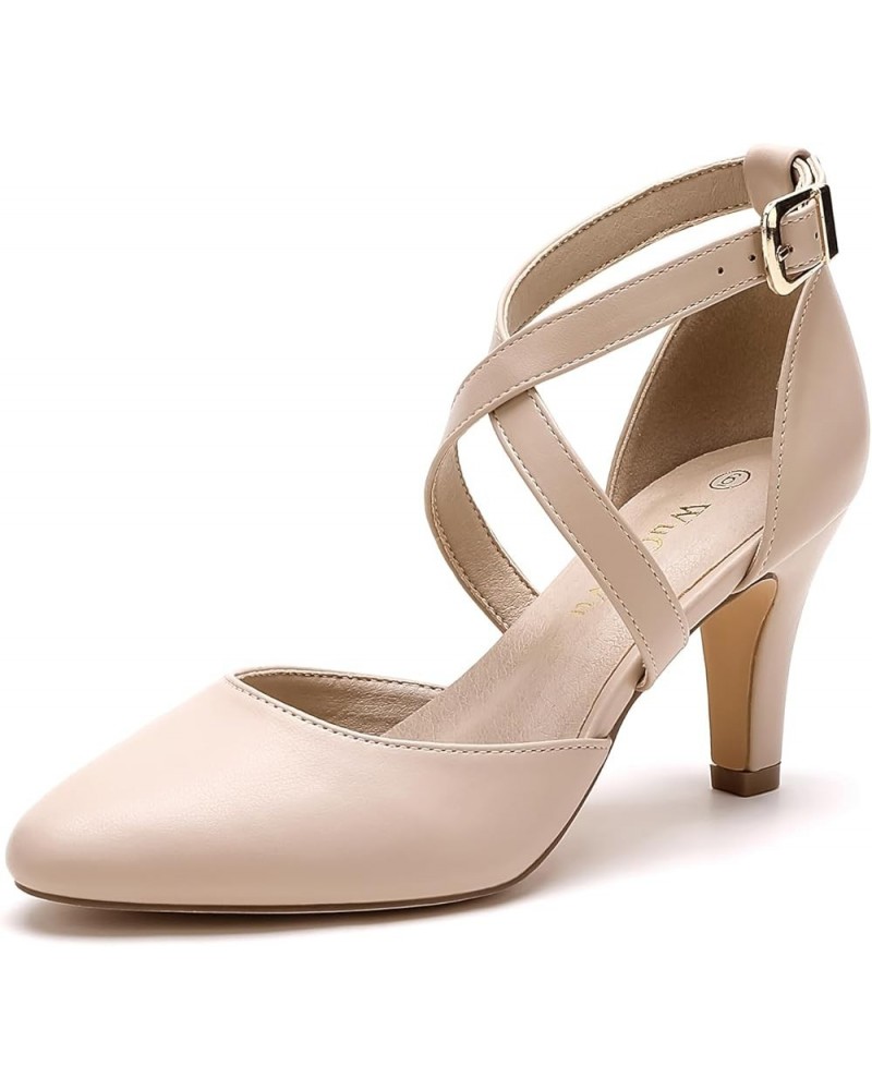 Women's Closed Toe Heel Pumps Nude Pu $26.09 Pumps