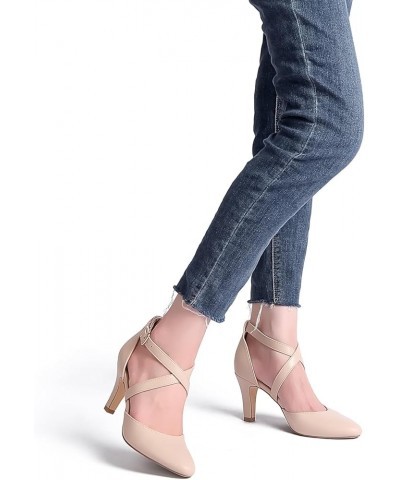 Women's Closed Toe Heel Pumps Nude Pu $26.09 Pumps