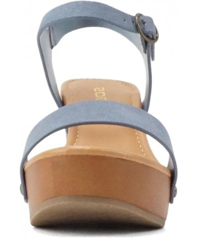 CHIVAS ~ Women's Bold Buckles Studded Wedge Sandal Denim Pu $17.40 Sandals