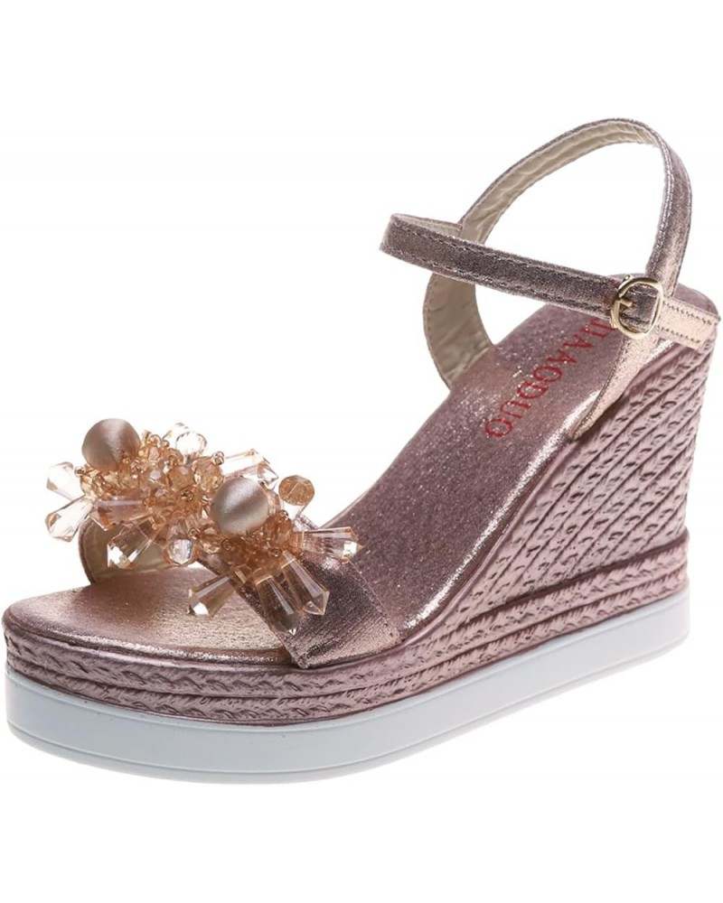 wedge slippers outdoor, Sandals for Womens Fashion Solid Wedges Casual Roman Sandals Z 02-pink $11.22 Sandals