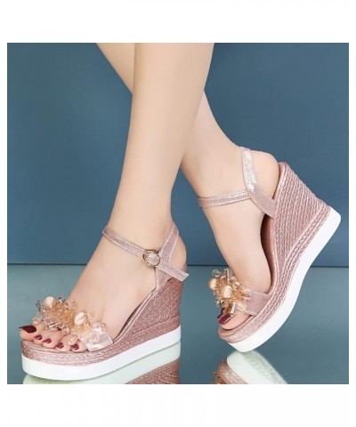 wedge slippers outdoor, Sandals for Womens Fashion Solid Wedges Casual Roman Sandals Z 02-pink $11.22 Sandals