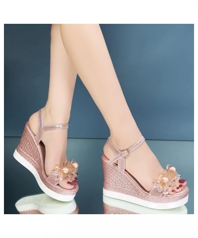 wedge slippers outdoor, Sandals for Womens Fashion Solid Wedges Casual Roman Sandals Z 02-pink $11.22 Sandals