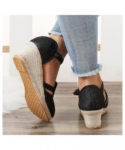 Women Elastic Strappy String Toe-Post Ankle Strap Summer Mid Heel Sandals Thick Sole Mules Flats Sandals 8-hyems-9-black $13....