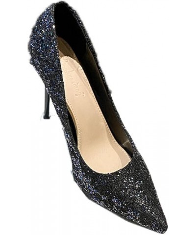 Womens Stiletto Heel Pumps Pointed-Toe Lightweight Elegant Glitter Pump Shoe for Lady Wedding Prom Pumps Black $30.88 Pumps