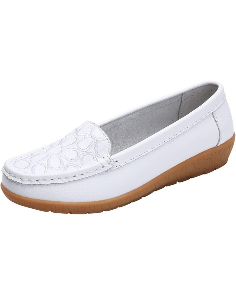 Comfortable Loafer Shoes, Fashion Womens Breathable Lace Up Shoes Flats Casual Shoes Casual Leather Flats Z 05-white $13.96 F...