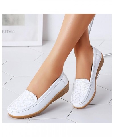 Comfortable Loafer Shoes, Fashion Womens Breathable Lace Up Shoes Flats Casual Shoes Casual Leather Flats Z 05-white $13.96 F...