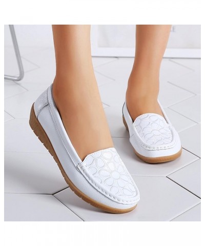 Comfortable Loafer Shoes, Fashion Womens Breathable Lace Up Shoes Flats Casual Shoes Casual Leather Flats Z 05-white $13.96 F...