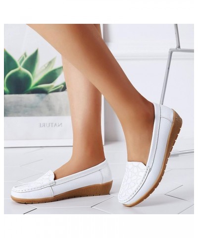 Comfortable Loafer Shoes, Fashion Womens Breathable Lace Up Shoes Flats Casual Shoes Casual Leather Flats Z 05-white $13.96 F...