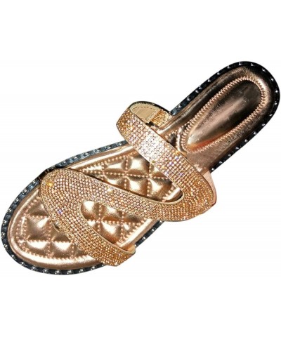 Glitter Sandals for Women,Shiny Crystal Lace Up Wrap up Ankle Strap Flat Sandals, Rhinestone Strappy Flat Sandals A - Gold $1...