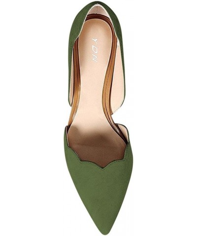 Women's Classic Pointy Toe Kitten Pumps Slip-on Suede Low Heel D'Orsay Shoes Formal Olive $39.26 Pumps