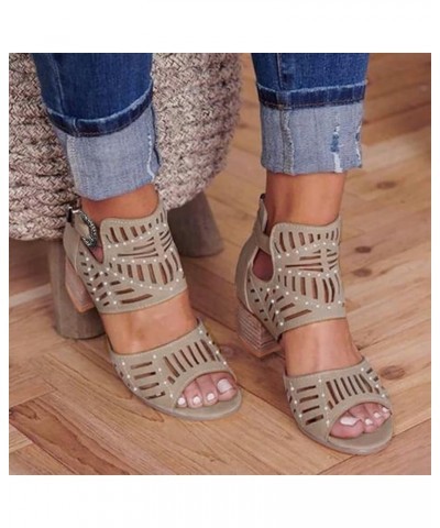 Fashion Sandals Sandals Solid Toe Mouth Shoes Heels Fashion Chunky Open Fish Buckle Sandals Animal Print Sandals Khaki $17.70...