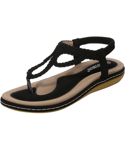 Flats for Women Open Toe Elastic Strappy Espadrille Wedges Casual Sandals Braided Flip Flop Shoes 115-ibzwp-c-black $10.67 Sa...