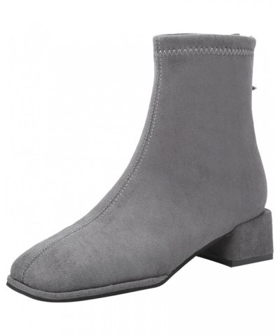 Ankle Boots Chunky Heel Cowboy Boots Boots for Women Knee High Sexy Fashion Bow Snow Boots Grey-1 $19.11 Boots