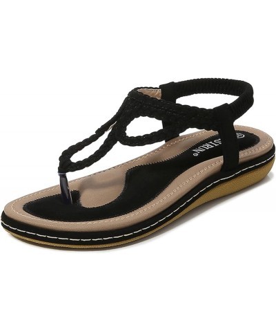 Flats for Women Open Toe Elastic Strappy Espadrille Wedges Casual Sandals Braided Flip Flop Shoes 115-ibzwp-c-black $10.67 Sa...