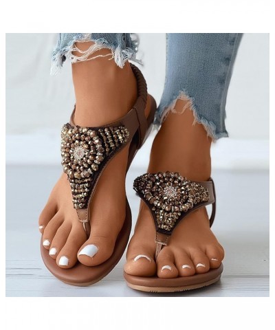 Women's Arch Support Flip Flops Clip Toe Slip on Wedges Shoes Elastic Band Casual Bohemian Sandals Beach Sandals 9 Brown $17....