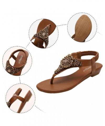 Women's Arch Support Flip Flops Clip Toe Slip on Wedges Shoes Elastic Band Casual Bohemian Sandals Beach Sandals 9 Brown $17....