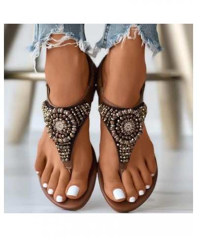 Women's Arch Support Flip Flops Clip Toe Slip on Wedges Shoes Elastic Band Casual Bohemian Sandals Beach Sandals 9 Brown $17....