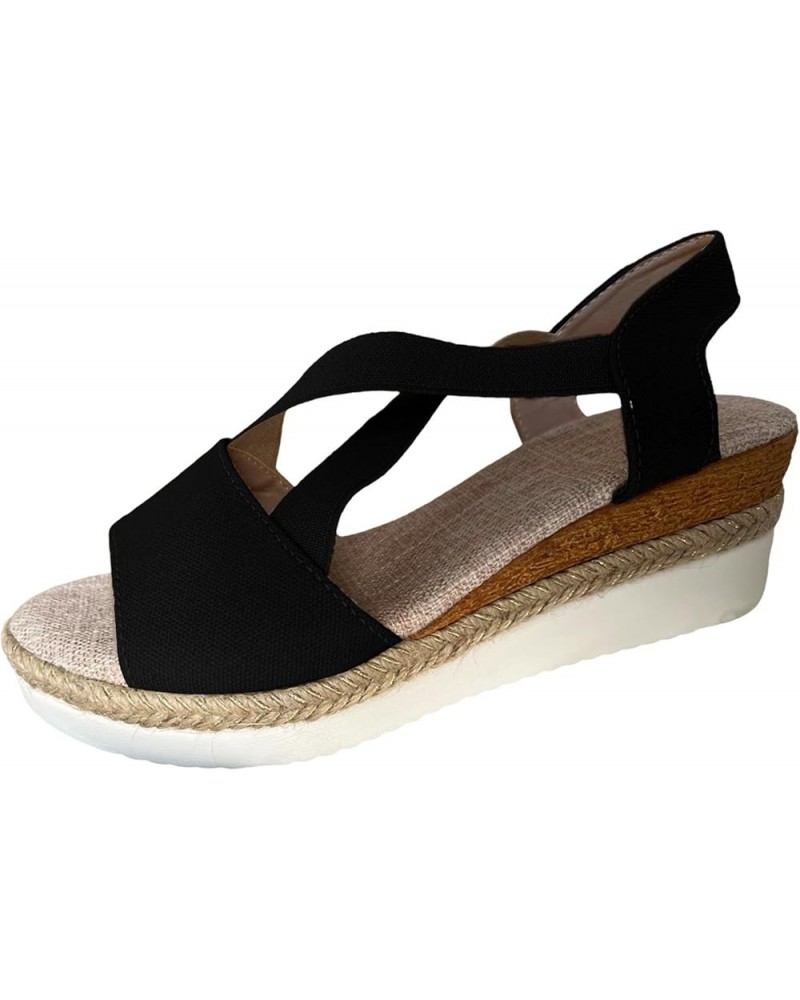 Orthopedic Wedge Sandals for Women Summer Dressy Flat Open Toe Ankle Strap Platform Espadrilles Sandals Casual B-bronze $11.5...