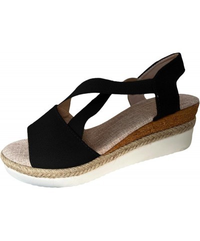 Orthopedic Wedge Sandals for Women Summer Dressy Flat Open Toe Ankle Strap Platform Espadrilles Sandals Casual B-bronze $11.5...