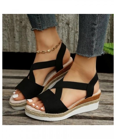 Orthopedic Wedge Sandals for Women Summer Dressy Flat Open Toe Ankle Strap Platform Espadrilles Sandals Casual B-bronze $11.5...