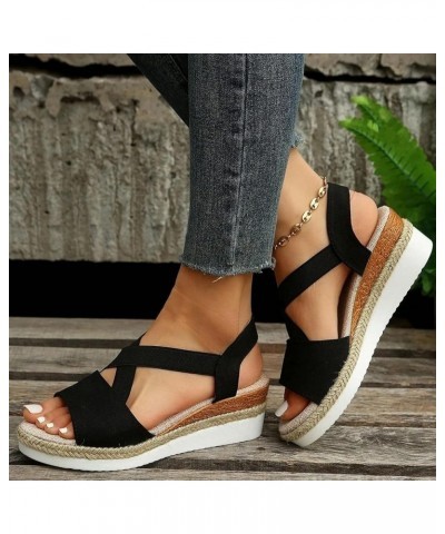 Orthopedic Wedge Sandals for Women Summer Dressy Flat Open Toe Ankle Strap Platform Espadrilles Sandals Casual B-bronze $11.5...