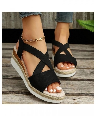 Orthopedic Wedge Sandals for Women Summer Dressy Flat Open Toe Ankle Strap Platform Espadrilles Sandals Casual B-bronze $11.5...