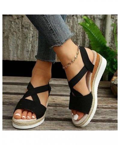 Orthopedic Wedge Sandals for Women Summer Dressy Flat Open Toe Ankle Strap Platform Espadrilles Sandals Casual B-bronze $11.5...