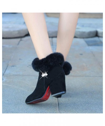 Ankle Boots Women Suede Winter Warm Short Boots High Heel Ladies Fashion Knight Boots Outdoor Home Pointed Toe Large Size Wes...