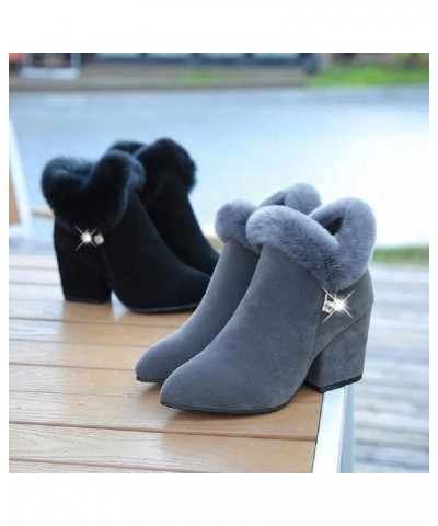 Ankle Boots Women Suede Winter Warm Short Boots High Heel Ladies Fashion Knight Boots Outdoor Home Pointed Toe Large Size Wes...