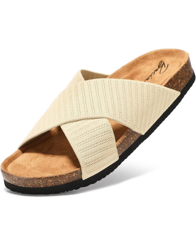 Slide Sandals for Women Cork Footbed with Soft Knit Comfort X Tape Sandals Velvet Latte $24.50 Sandals