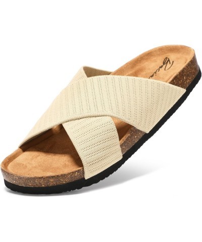 Slide Sandals for Women Cork Footbed with Soft Knit Comfort X Tape Sandals Velvet Latte $24.50 Sandals