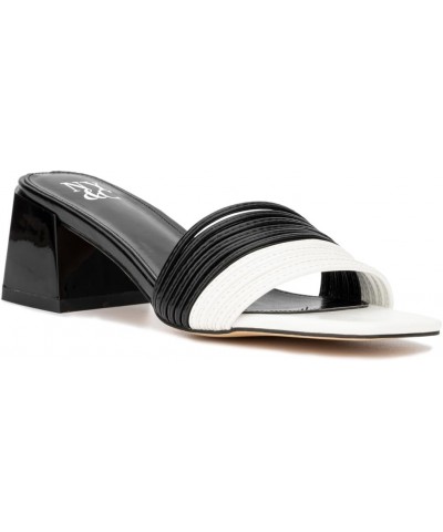 New York & Company Women's Hera Heels, Block Heel Mule. Black/White $23.98 Mules & Clogs