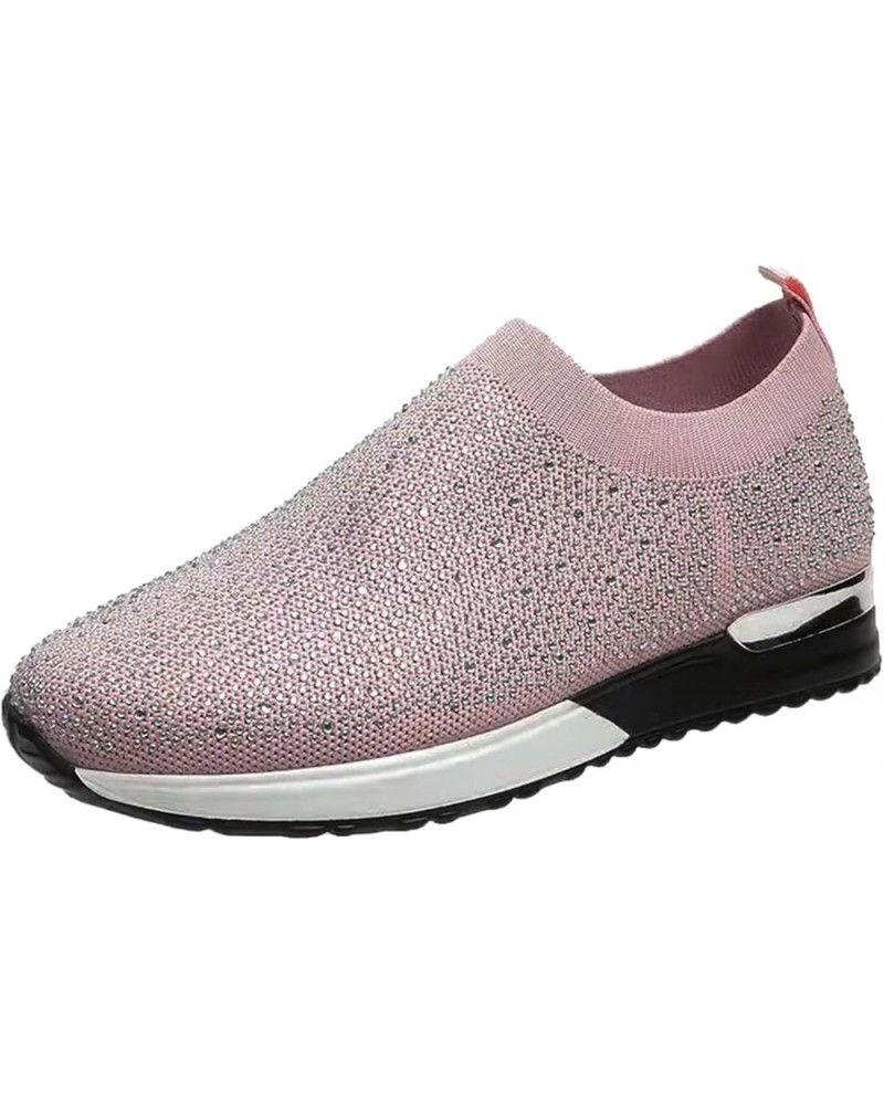 Platform Slip-On Sneakers Women Running Shoes Womens Mens Comfortable Lightweight Walking Tennis Sneakers Pink $13.97 Fashion...