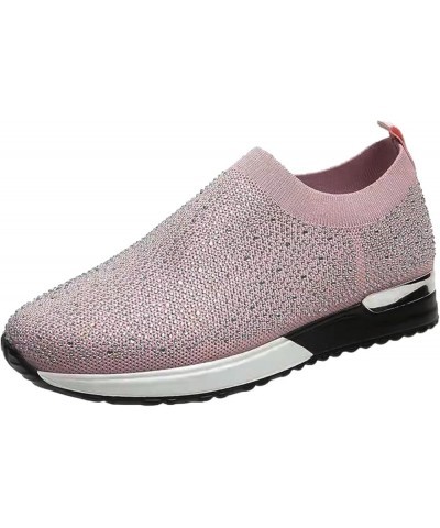 Platform Slip-On Sneakers Women Running Shoes Womens Mens Comfortable Lightweight Walking Tennis Sneakers Pink $13.97 Fashion...