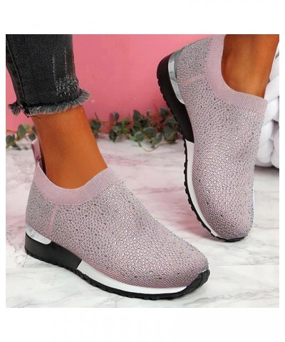 Platform Slip-On Sneakers Women Running Shoes Womens Mens Comfortable Lightweight Walking Tennis Sneakers Pink $13.97 Fashion...