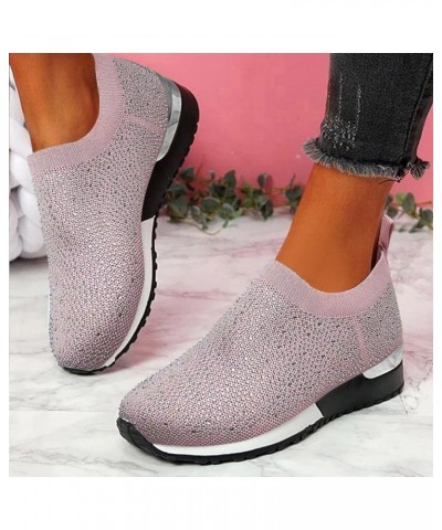 Platform Slip-On Sneakers Women Running Shoes Womens Mens Comfortable Lightweight Walking Tennis Sneakers Pink $13.97 Fashion...