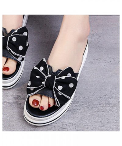 Women Casual Platform Slides Slip-on PU Leather Bow-Knot Peep Toe Wedges Summer Sandal for Beach Party White $26.39 Sandals