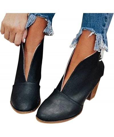 Dressy Leather Ankle Boots for Women Low Heel Womens Ankle Booties No Heel Women Booties Low Kitten Heel Ankle Boots Pointed ...