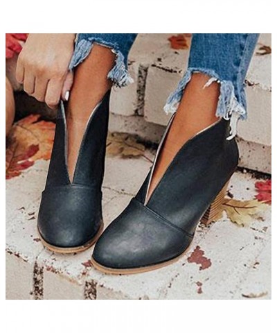 Dressy Leather Ankle Boots for Women Low Heel Womens Ankle Booties No Heel Women Booties Low Kitten Heel Ankle Boots Pointed ...